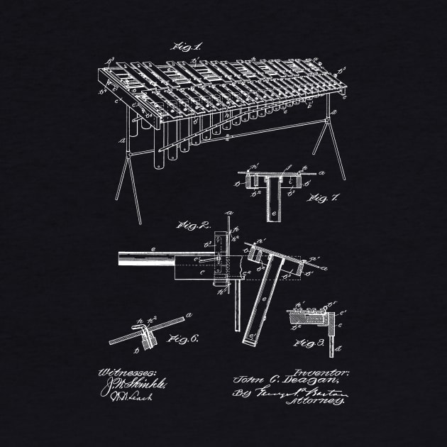 Musical Instrument Vintage Patent Hand Drawing by TheYoungDesigns